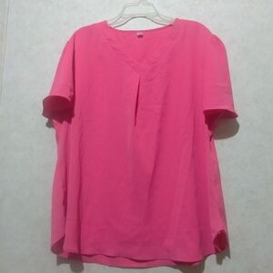 Hot pink silk-like scrub top 2XL